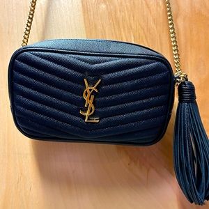 SAINT LAURENT YSL Grain De Poudre Matelasse Monogram Mini Lou Camera Bag/Purse